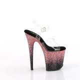 Pink 20 cm FLAMINGO glitter plateau high heels