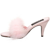 Pink 8 cm AMOUR-03 Mules Schuhe mit Marabou Federn - Plüsch