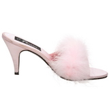 Pink 8 cm AMOUR-03 Mules Schuhe mit Marabou Federn - Plüsch