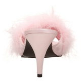 Pink 8 cm AMOUR-03 Mules Schuhe mit Marabou Federn - Plüsch