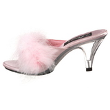 Pink 8 cm BELLE-301F Marabou Feathers Mules Shoes