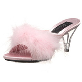 Pink 8 cm BELLE-301F Mules Schuhe mit Marabou Federn - Plüsch