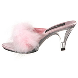 Pink 8 cm BELLE-301F Mules Schuhe mit Marabou Federn - Plüsch