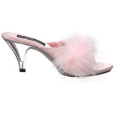 Pink 8 cm BELLE-301F Mules Schuhe mit Marabou Federn - Plüsch