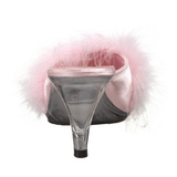 Pink 8 cm BELLE-301F Mules Schuhe mit Marabou Federn - Plüsch