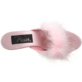 Pink 8 cm BELLE-301F Mules Schuhe mit Marabou Federn - Plüsch