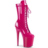 Pink Lackleder 20 cm FLA-1050 schnürstiefelette high heels - extreme plateaustiefeletten
