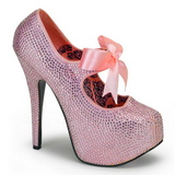 Pink Strass 14,5 cm Burlesque TEEZE-04R Plateau Damen Pumps Schuhe