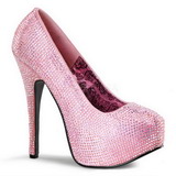 Pink Strass 14,5 cm Burlesque TEEZE-06R Plateau Damen Pumps Schuhe