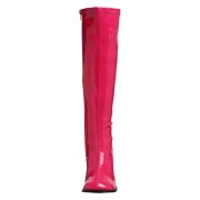 Pinke lackstiefel blockabsatz 7,5 cm - 70er jahre hippie disco kniehohe boots gogo