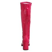 Pinke lackstiefel blockabsatz 7,5 cm - 70er jahre hippie disco kniehohe boots gogo