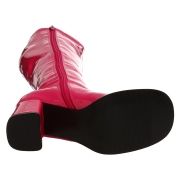 Pinke lackstiefel blockabsatz 7,5 cm - 70er jahre hippie disco kniehohe boots gogo