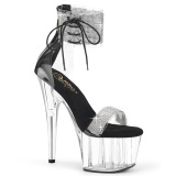 Plexiglass strass 18 cm ADORE-727RS pleaser high heels mit knöchelmanschette