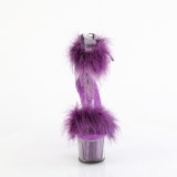 Purple 18 cm ADORE-724F exotic pole dance high heel sandals with feathers