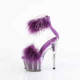 Purple 18 cm ADORE-724F exotic pole dance high heel sandals with feathers