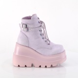 Purple faux suede 11,5 cm SHAKER-52 wedge ankle boots platform