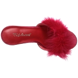 Red 10 cm CLASSIQUE-01F womens mules with marabou feathers