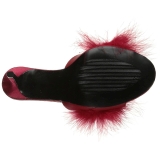 Red 10 cm CLASSIQUE-01F womens mules with marabou feathers