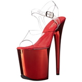 Red 20 cm FLAMINGO-808 Chrome Platform High Heels