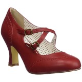 Red 7,5 cm retro vintage FLAPPER-35 Pinup Pumps Shoes with Low Heels