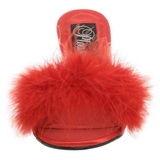 Red 8 cm AMOUR-03 Marabou Feathers Mules Shoes