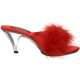 Red 8 cm BELLE-301F Marabou Feathers Mules Shoes