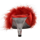 Red 8 cm BELLE-301F Marabou Feathers Mules Shoes