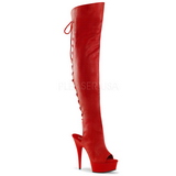 Red Leatherette 15 cm DELIGHT-3019 Platform Thigh High Boots