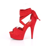 Red Leatherette 15 cm DELIGHT-679 high heels with ankle laces