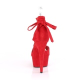 Red Leatherette 15 cm DELIGHT-679 high heels with ankle laces