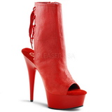 Red Matte 15 cm DELIGHT-1018 Platform Ankle Calf Boots