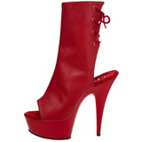 Red Matte 15 cm DELIGHT-1018 Platform Ankle Calf Boots