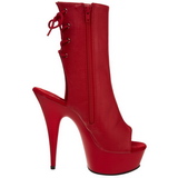 Red Matte 15 cm DELIGHT-1018 Platform Ankle Calf Boots