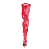 Red Patent 13 cm thigh high stretch overknee boots with wide calf for men