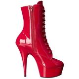 Red Patent 15,5 cm DELIGHT-1020 Platform Ankle Calf Boots