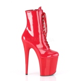 Red Patent 20 cm FLAMINGO-1020 Platform Ankle Calf Boots