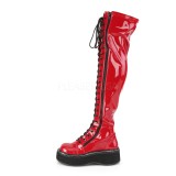 Red Patent 5 cm EMILY-375 overknee boots with laces