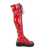 Red Patent 5 cm EMILY-375 overknee boots with laces