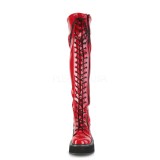 Red Patent 5 cm EMILY-375 overknee boots with laces