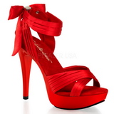 Red Satin 13 cm COCKTAIL-568 High Heeled Sandal Shoes