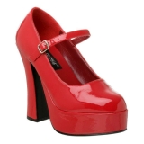 Red Shiny 13 cm DOLLY-50 Mary Jane Platform Pumps