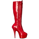Red Shiny 15,5 cm DELIGHT-2023 Platform Knee Boots