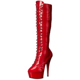 Red Shiny 15,5 cm DELIGHT-2023 Platform Knee Boots