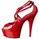 Red Shiny 15 cm Pleaser DELIGHT-612 Platform Pumps