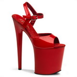 Red Shiny 20 cm Pleaser FLAMINGO-809 High Heels Platform