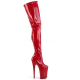 Red Shiny 23 cm PLEASER INFINITY-4000 Platform Over Knee Boots