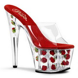 Red Transparent 18 cm ADORE-701FL Platform High Mules