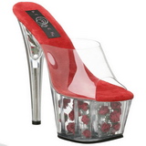 Red Transparent 18 cm ADORE-701FL Platform High Mules