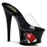 Red Transparent 18 cm Pleaser MOON-701HRS Platform High Mules