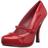 Red Varnished 12 cm retro vintage CUTIEPIE-02 mary jane pumps with hidden platform